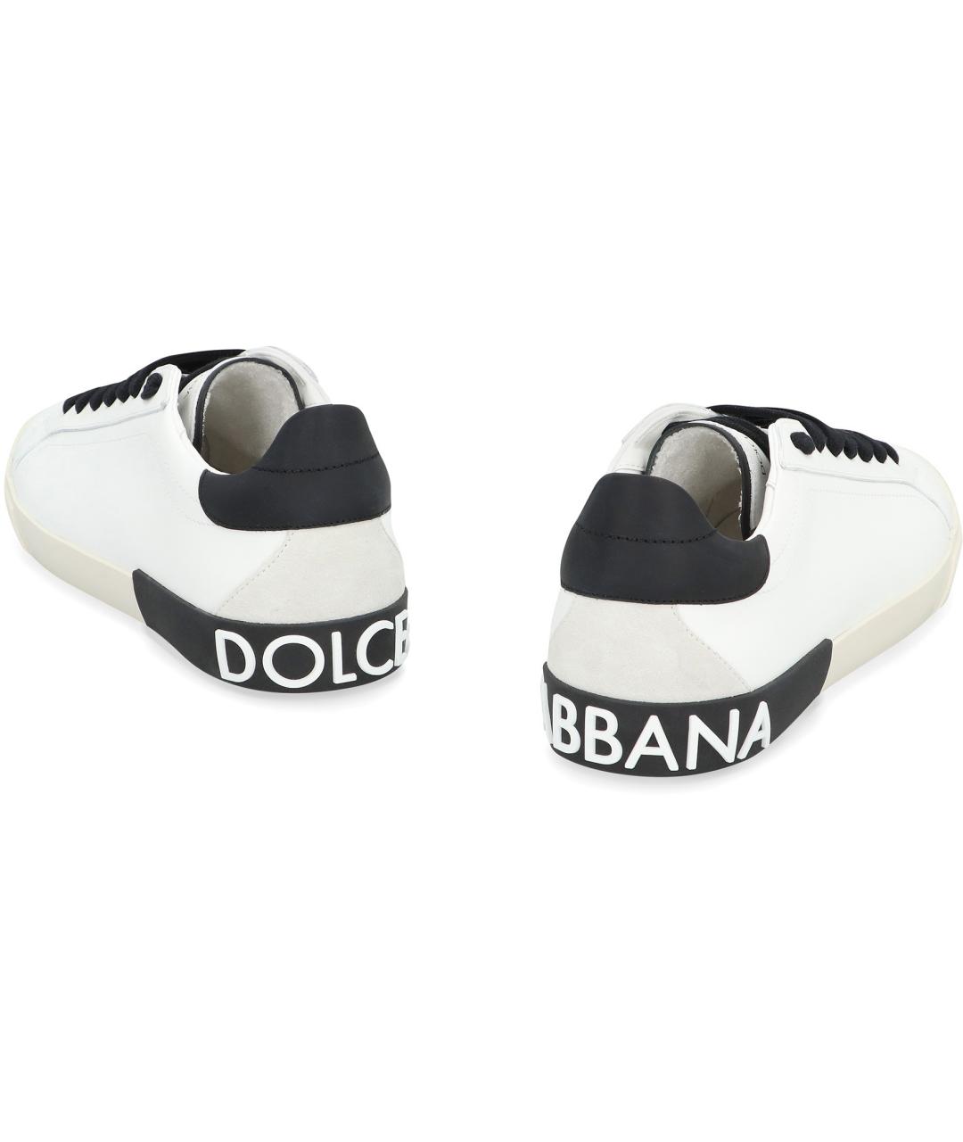 DOLCE&GABBANA Белые кожаные низкие кроссовки / кеды, фото 3