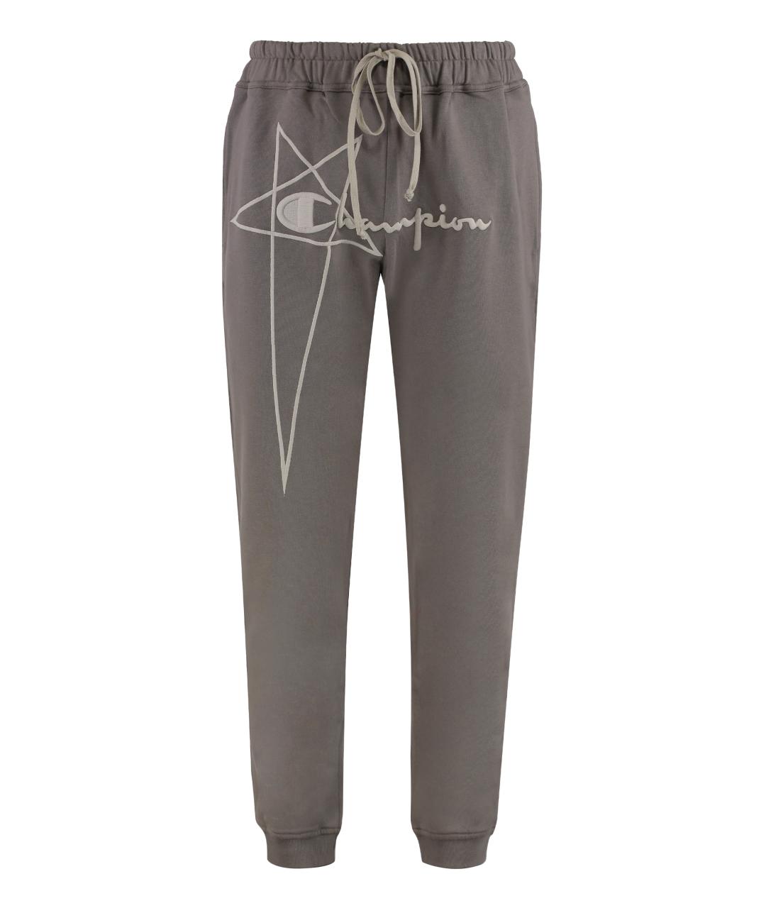 RICK OWENS Серые хлопковые повседневные брюки, фото 1