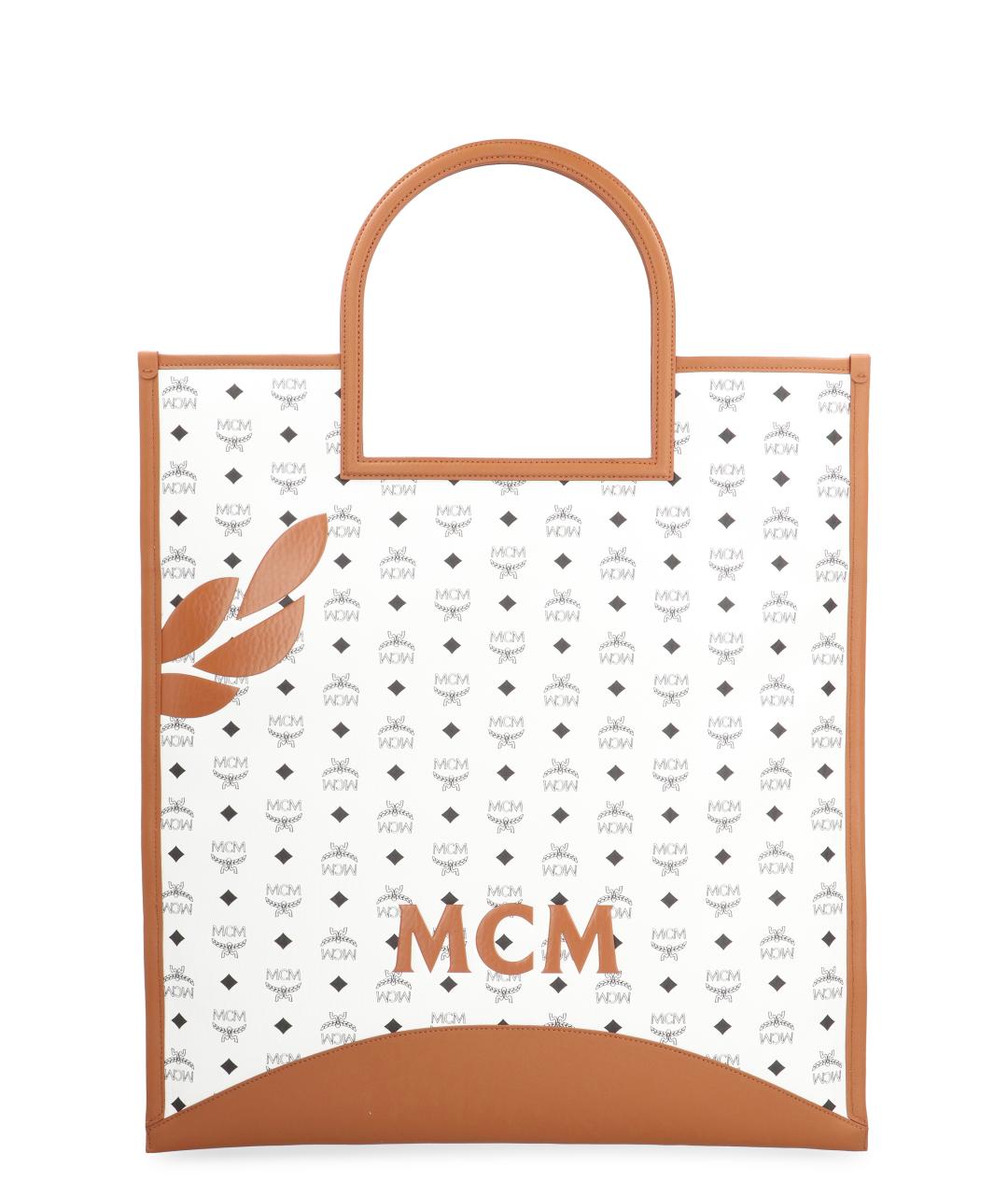 MCM Белая сумка тоут из искусственной кожи, фото 3