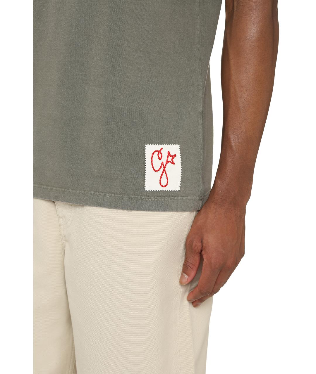 GOLDEN GOOSE DELUXE BRAND Зеленая хлопковая футболка, фото 5