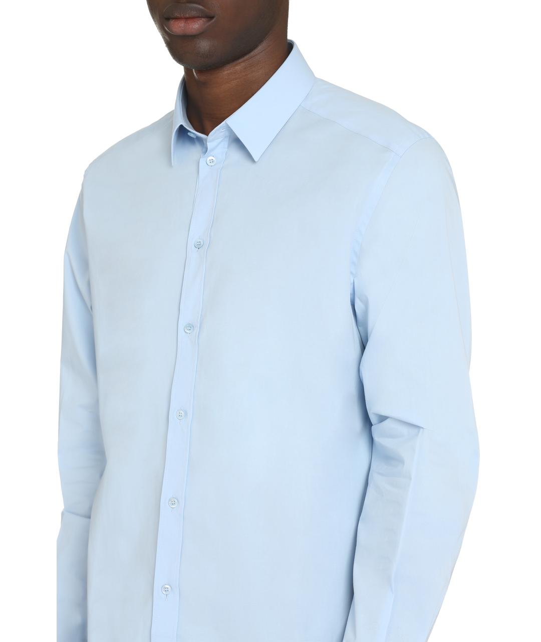 DOLCE&GABBANA Голубая хлопковая классическая рубашка, фото 5