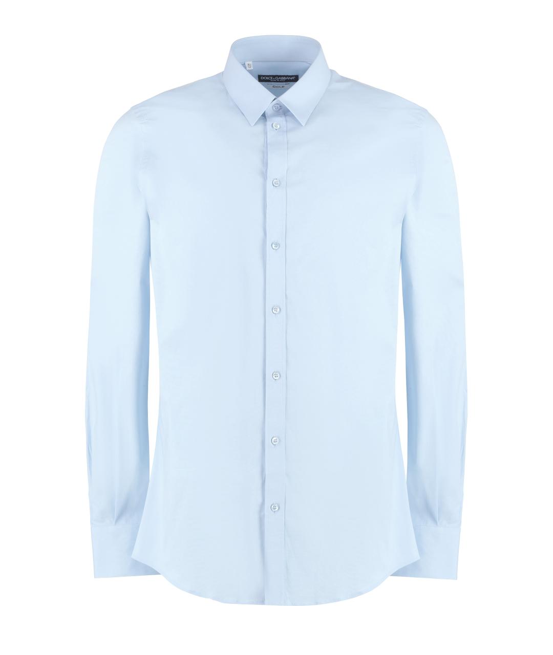 DOLCE&GABBANA Голубая хлопковая классическая рубашка, фото 1