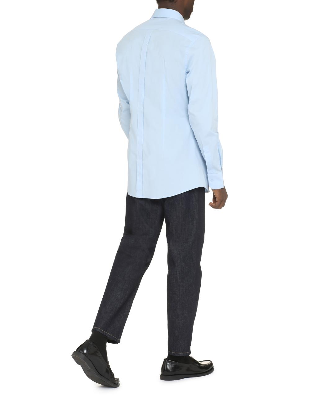 DOLCE&GABBANA Голубая хлопковая классическая рубашка, фото 4