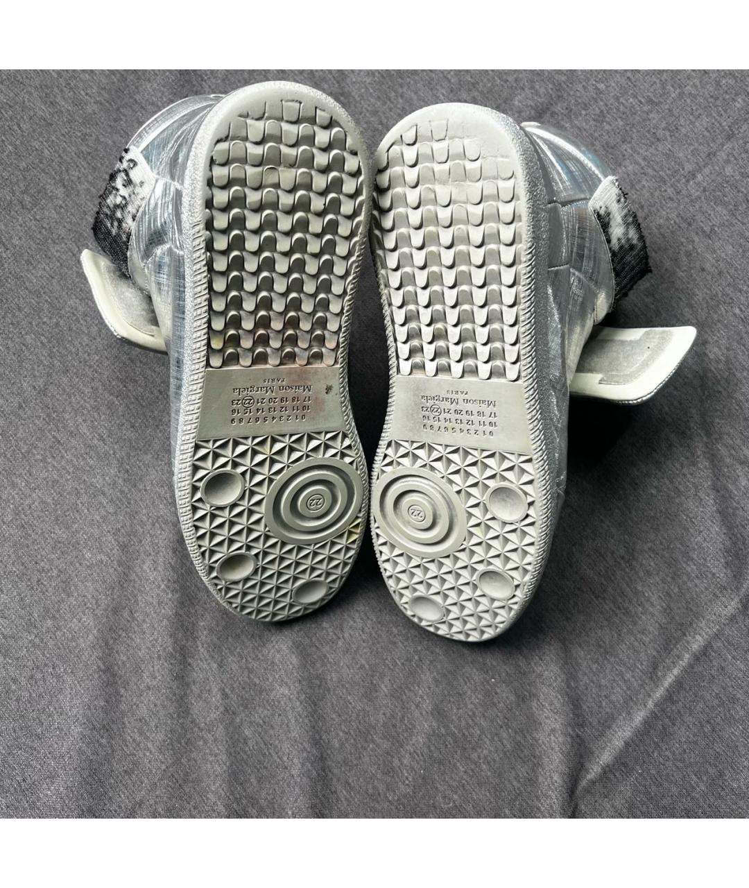 MAISON MARGIELA Серебряные высокие кроссовки / кеды из экзотической кожи, фото 6