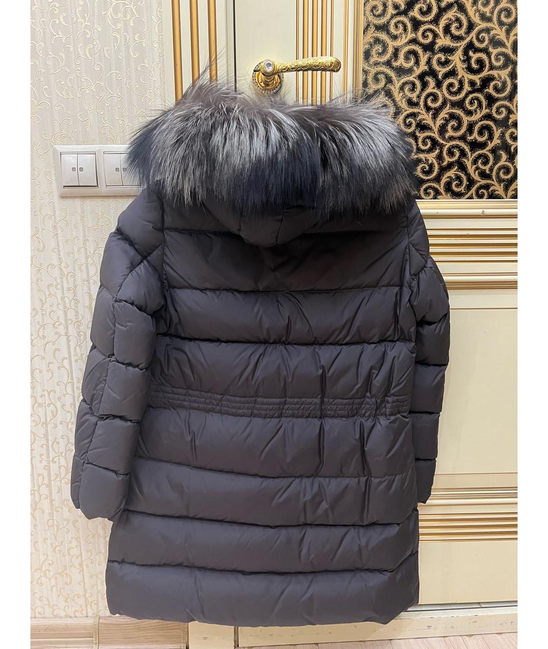 MONCLER Черный меховой пуховик, фото 2