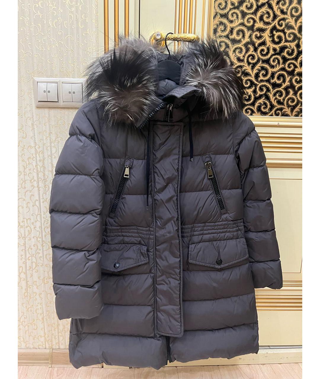 MONCLER Черный меховой пуховик, фото 5