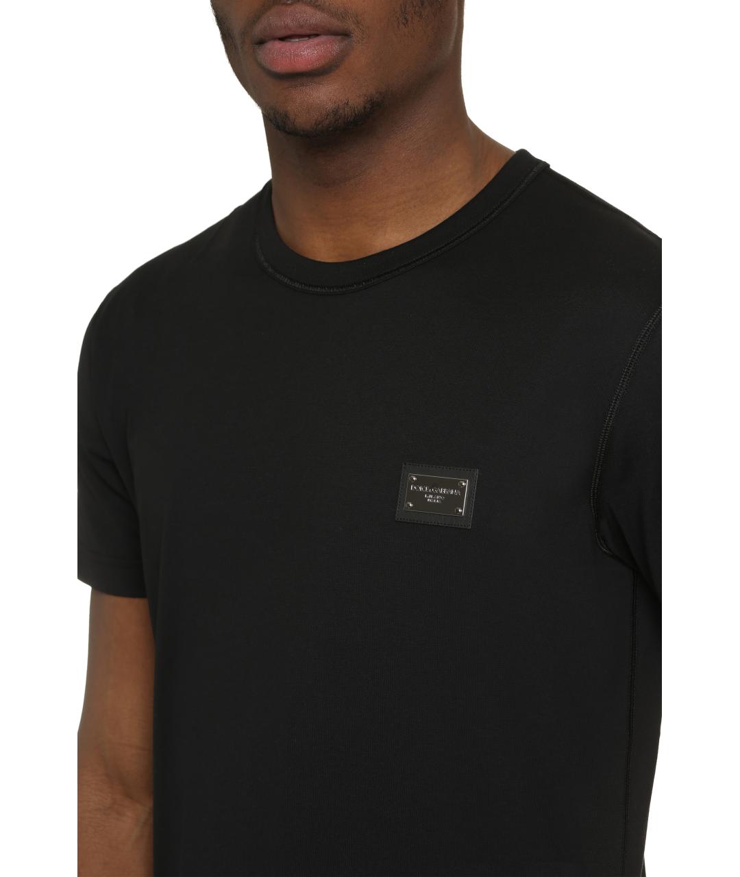 DOLCE&GABBANA Черная хлопковая футболка, фото 5