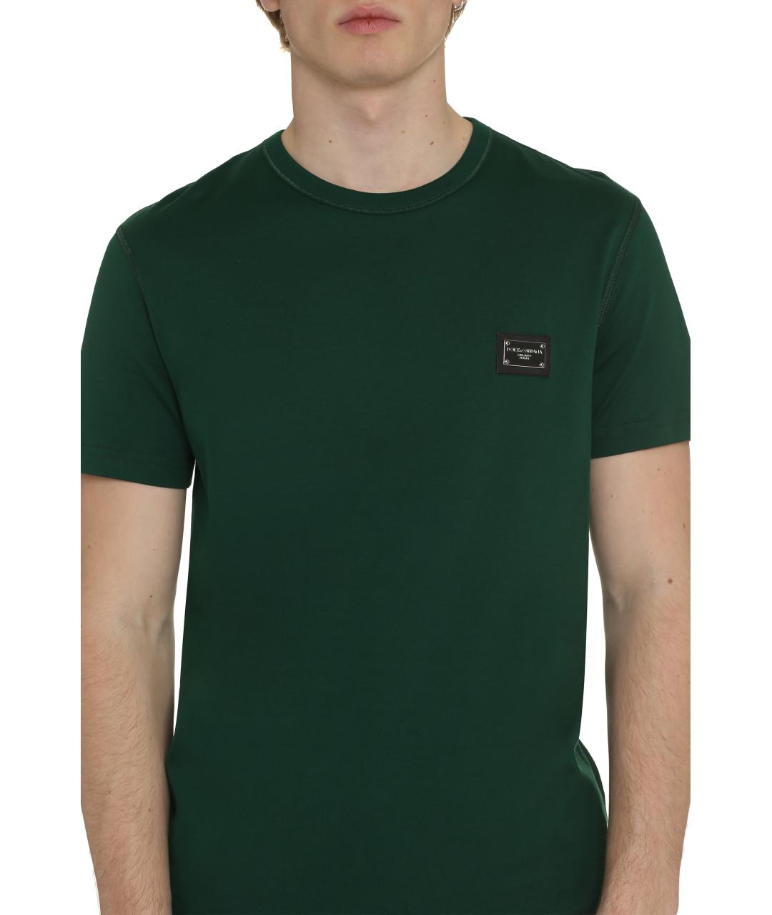 DOLCE&GABBANA Зеленая хлопковая футболка, фото 5