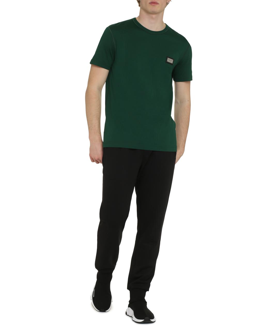 DOLCE&GABBANA Зеленая хлопковая футболка, фото 3