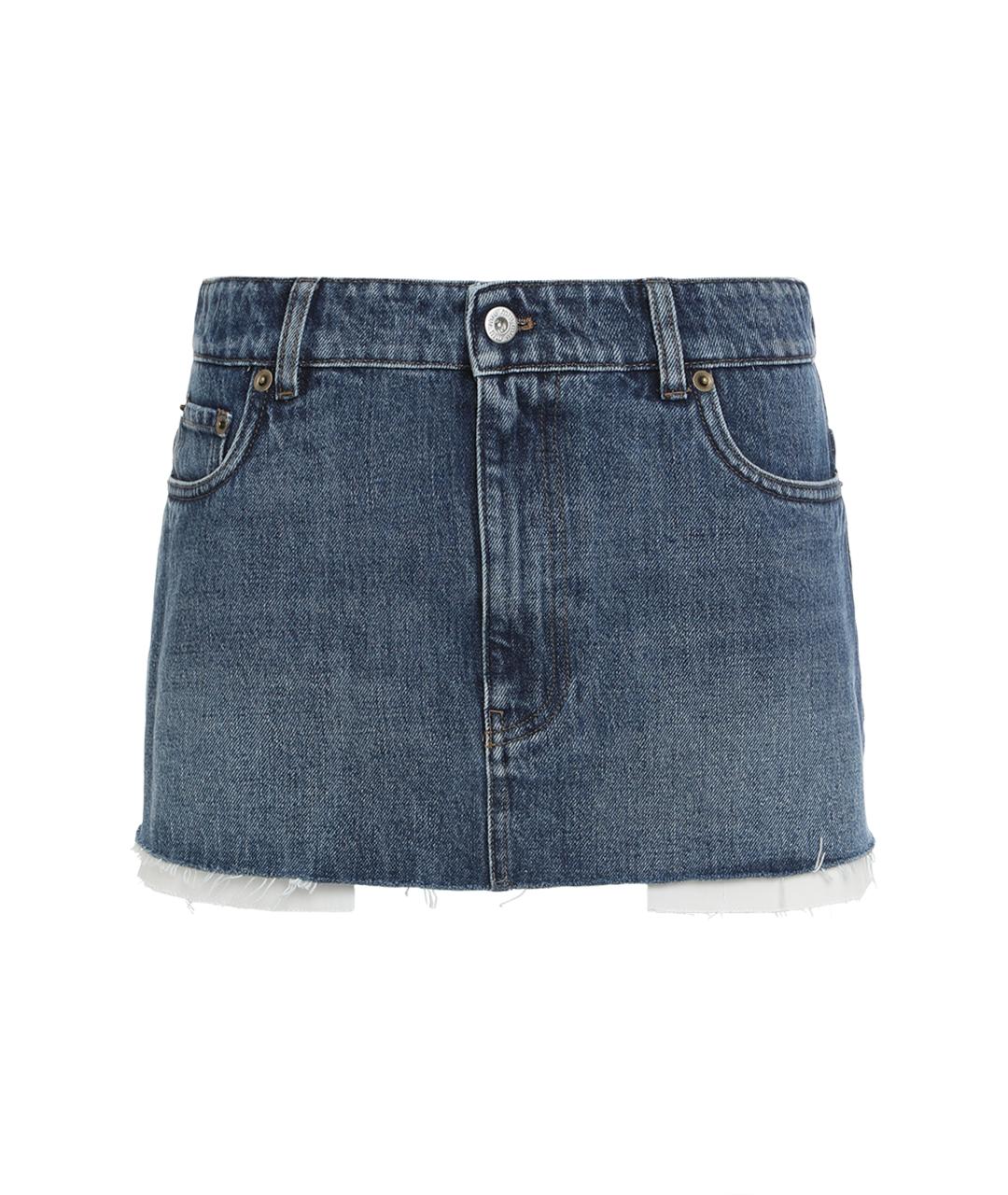 MIU MIU Синяя хлопковая юбка мини, фото 1