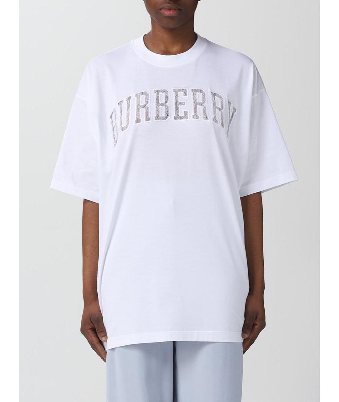 BURBERRY Белая хлопковая футболка, фото 5