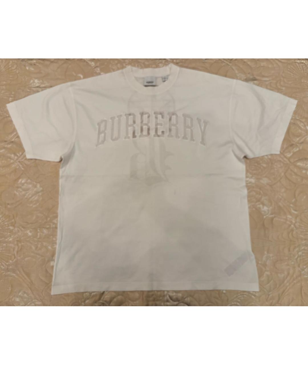 BURBERRY Белая хлопковая футболка, фото 9
