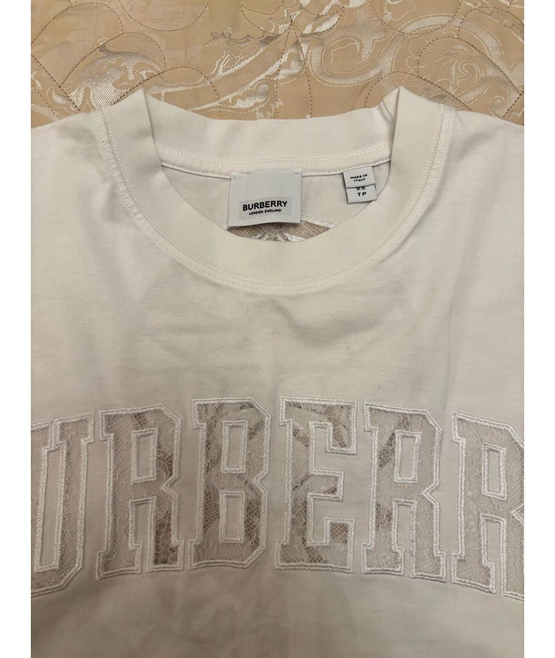 BURBERRY Белая хлопковая футболка, фото 4
