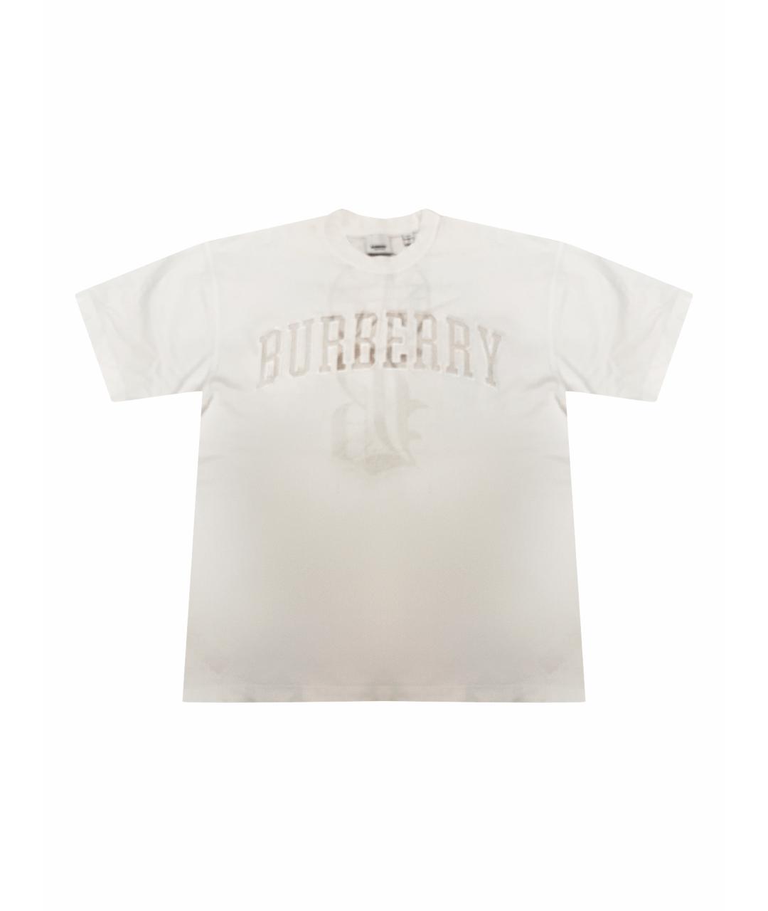 BURBERRY Белая хлопковая футболка, фото 1