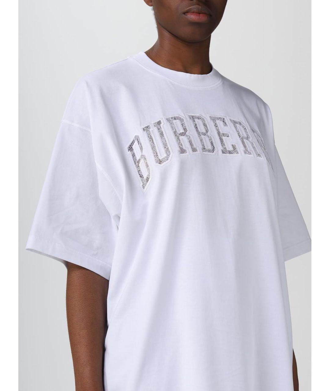 BURBERRY Белая хлопковая футболка, фото 8