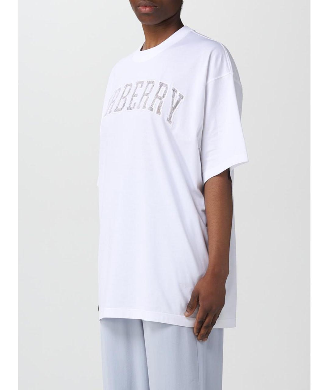 BURBERRY Белая хлопковая футболка, фото 7