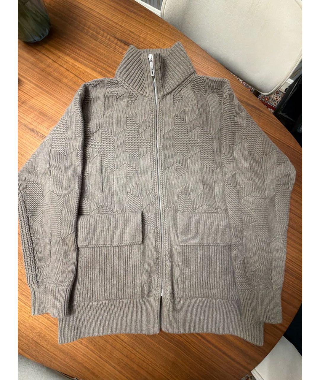 HERMES Хаки шерстяной джемпер / свитер, фото 5