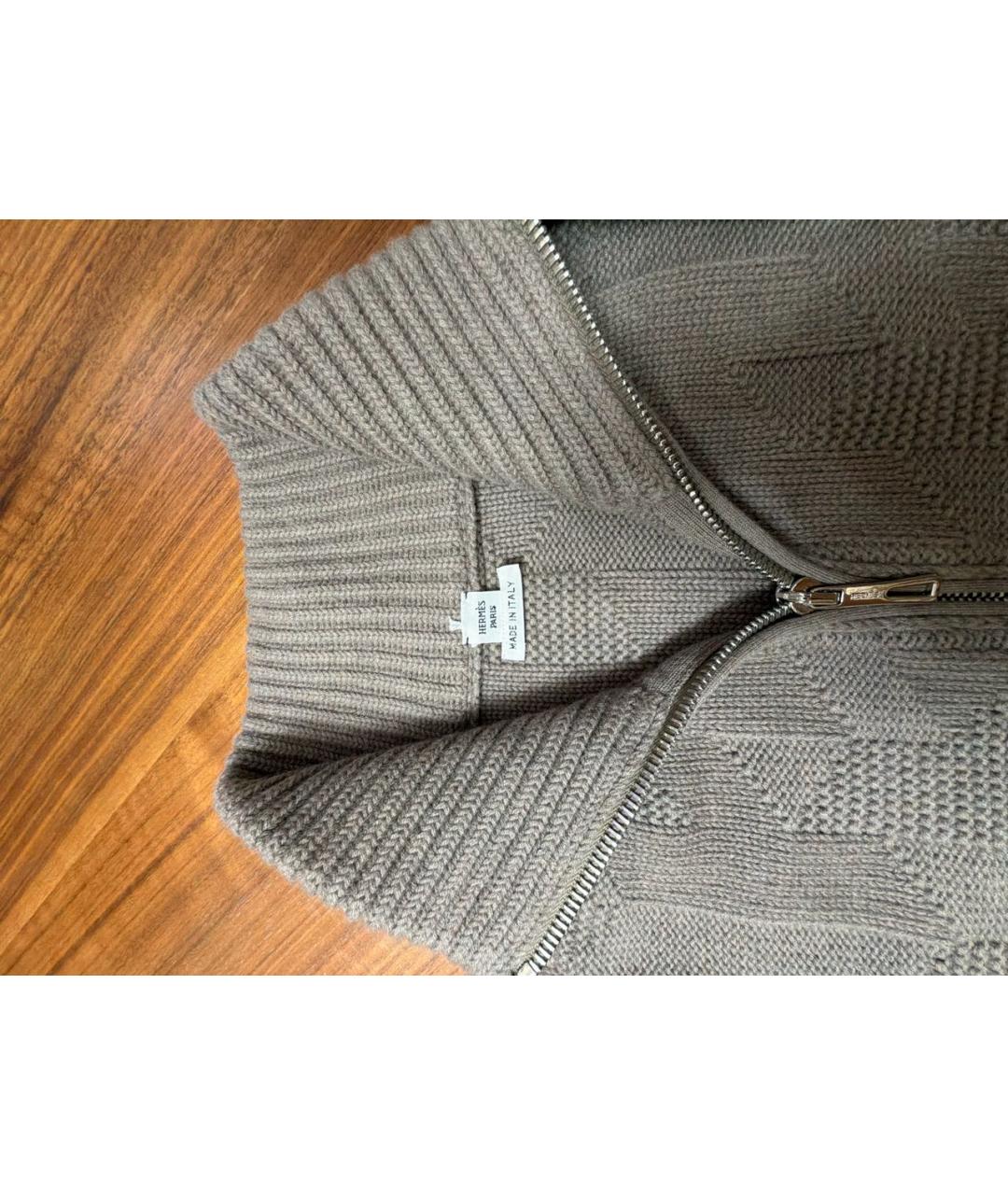 HERMES Хаки шерстяной джемпер / свитер, фото 3