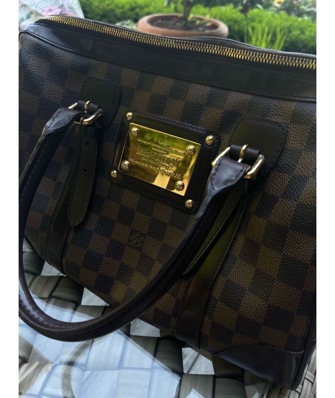 LOUIS VUITTON PRE-OWNED Коричневая кожаная сумка с короткими ручками, фото 2