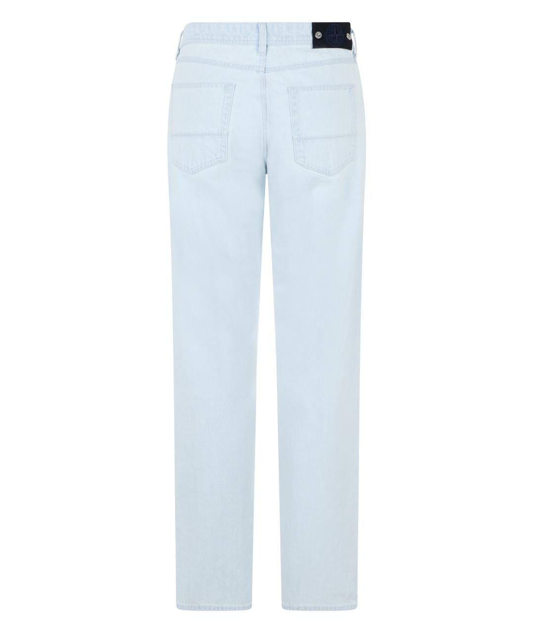 STONE ISLAND Голубые хлопковые прямые джинсы, фото 2