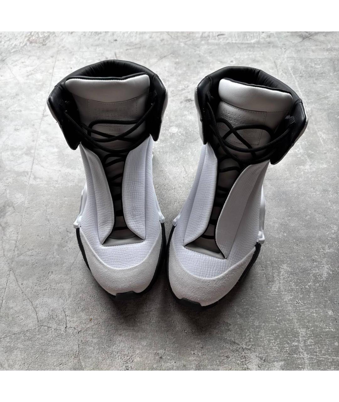 MAISON MARGIELA Белые кожаные высокие кроссовки / кеды, фото 2