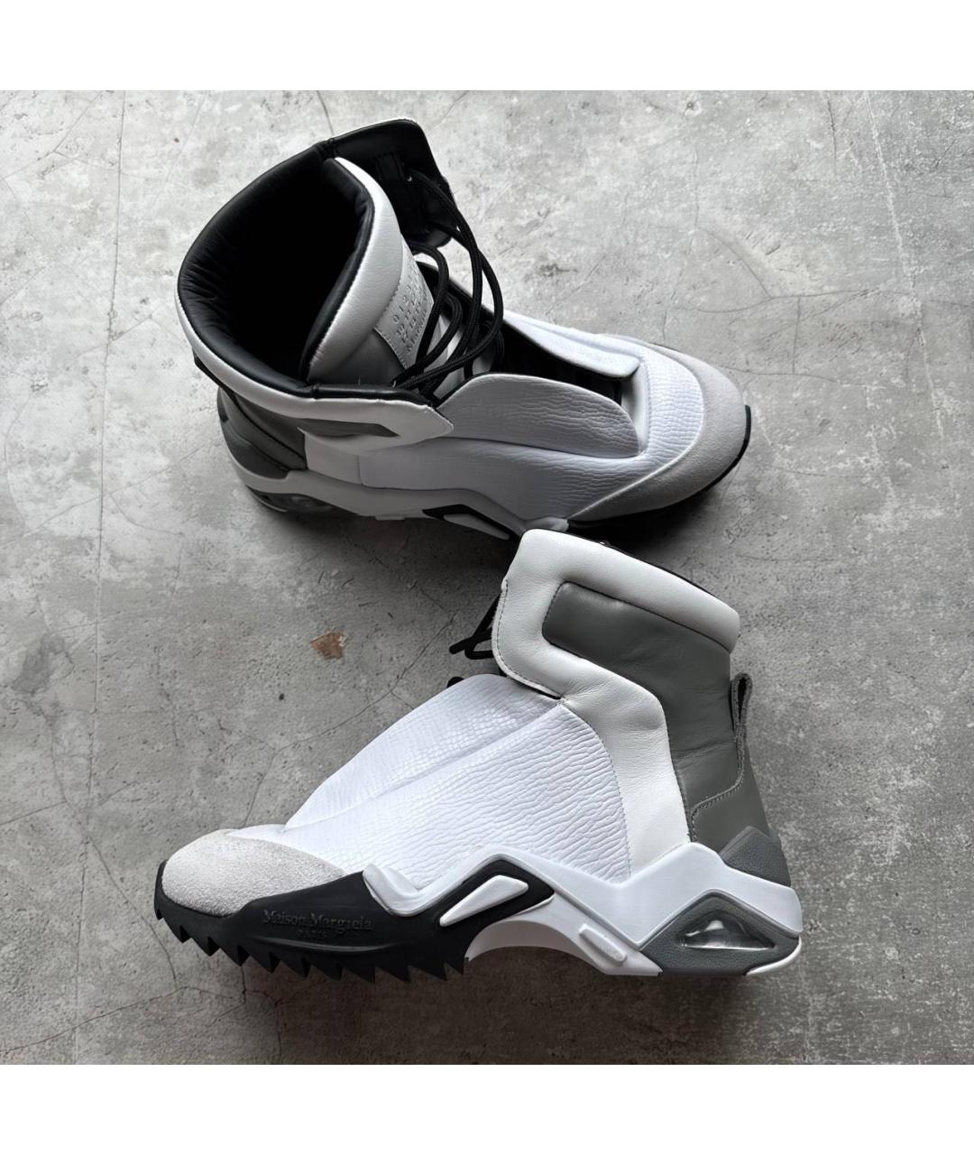 MAISON MARGIELA Белые кожаные высокие кроссовки / кеды, фото 4