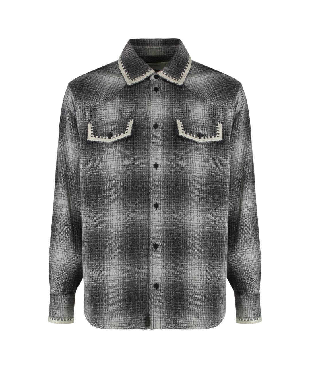 GOLDEN GOOSE Серая шерстяная кэжуал рубашка, фото 1