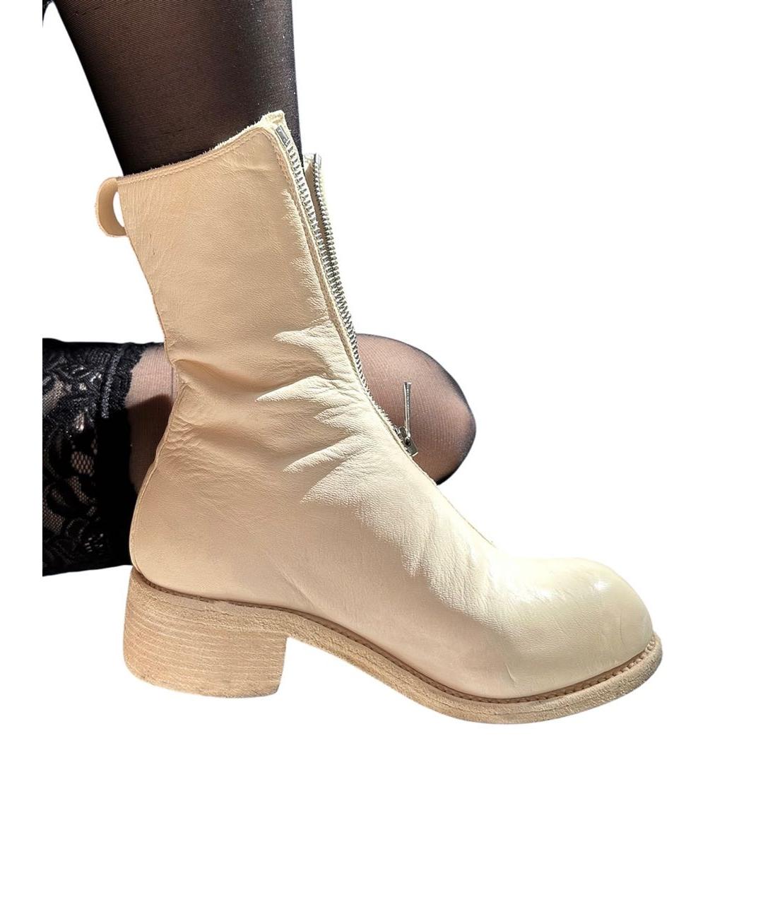 GUIDI Бежевые кожаные ботинки, фото 6