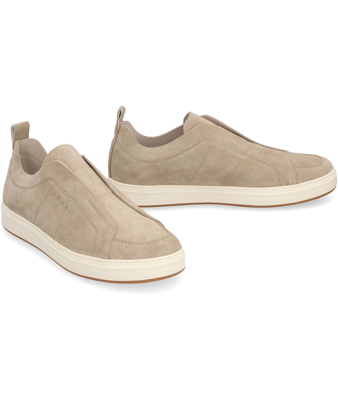 HOGAN Бежевые кожаные слипоны, фото 3