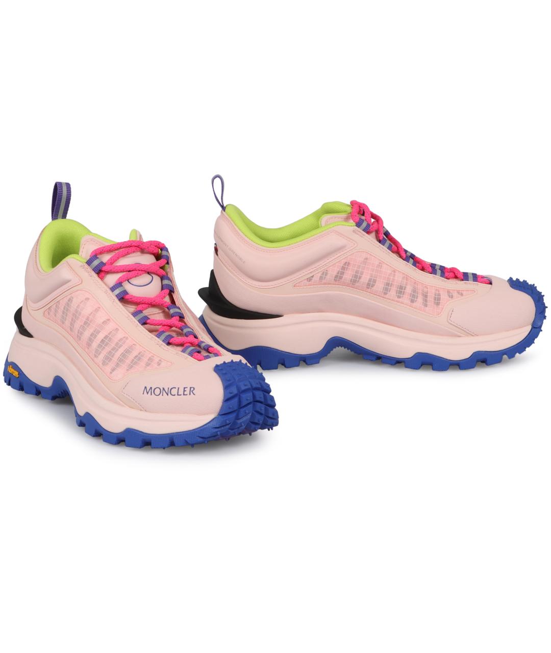 MONCLER Розовые текстильные кроссовки, фото 3