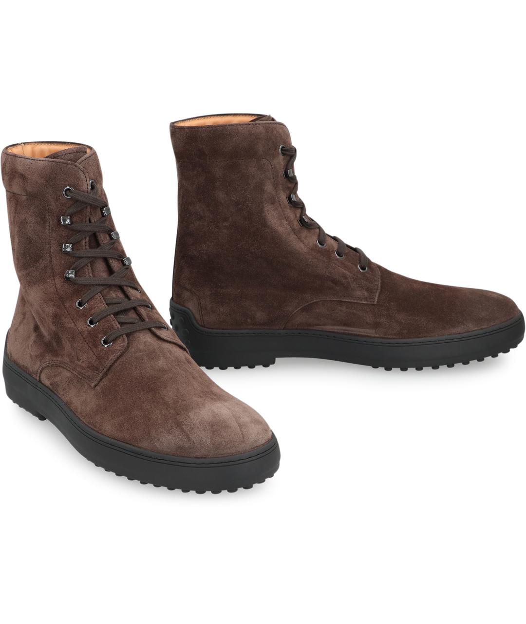 TOD'S Коричневые замшевые высокие ботинки, фото 3