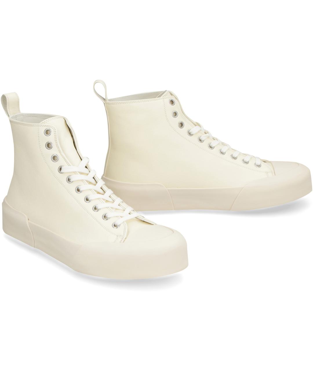 JIL SANDER Бежевые кожаные кеды, фото 2