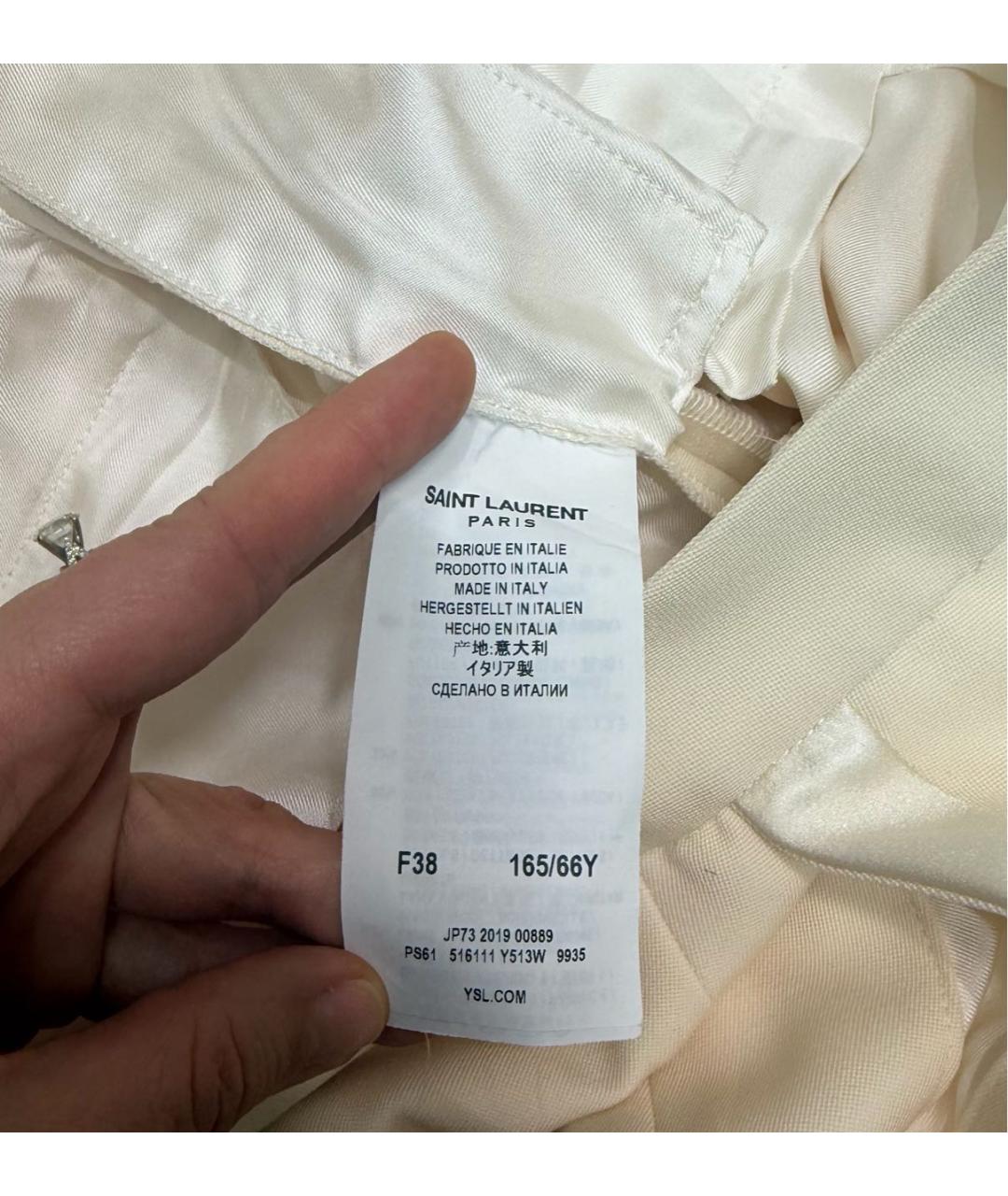SAINT LAURENT Белый шерстяной костюм с брюками, фото 8