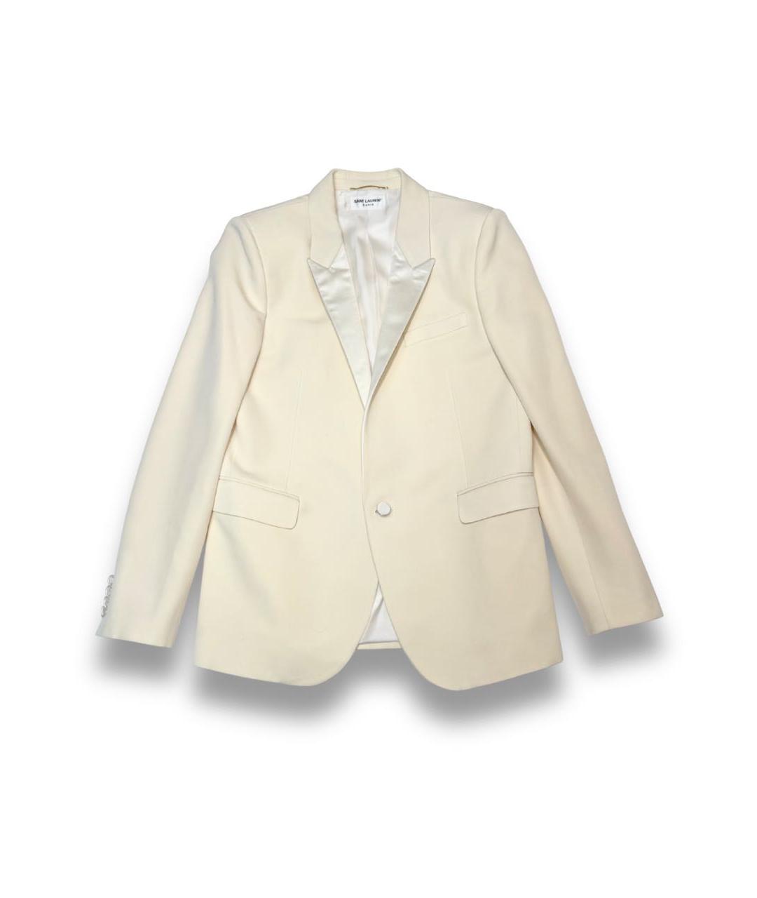 SAINT LAURENT Белый шерстяной костюм с брюками, фото 2