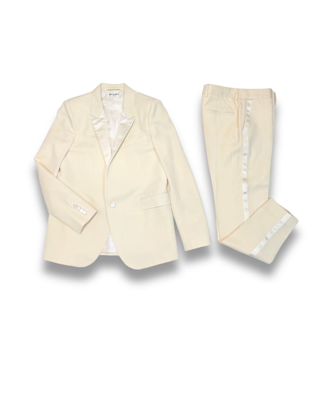SAINT LAURENT Белый шерстяной костюм с брюками, фото 9