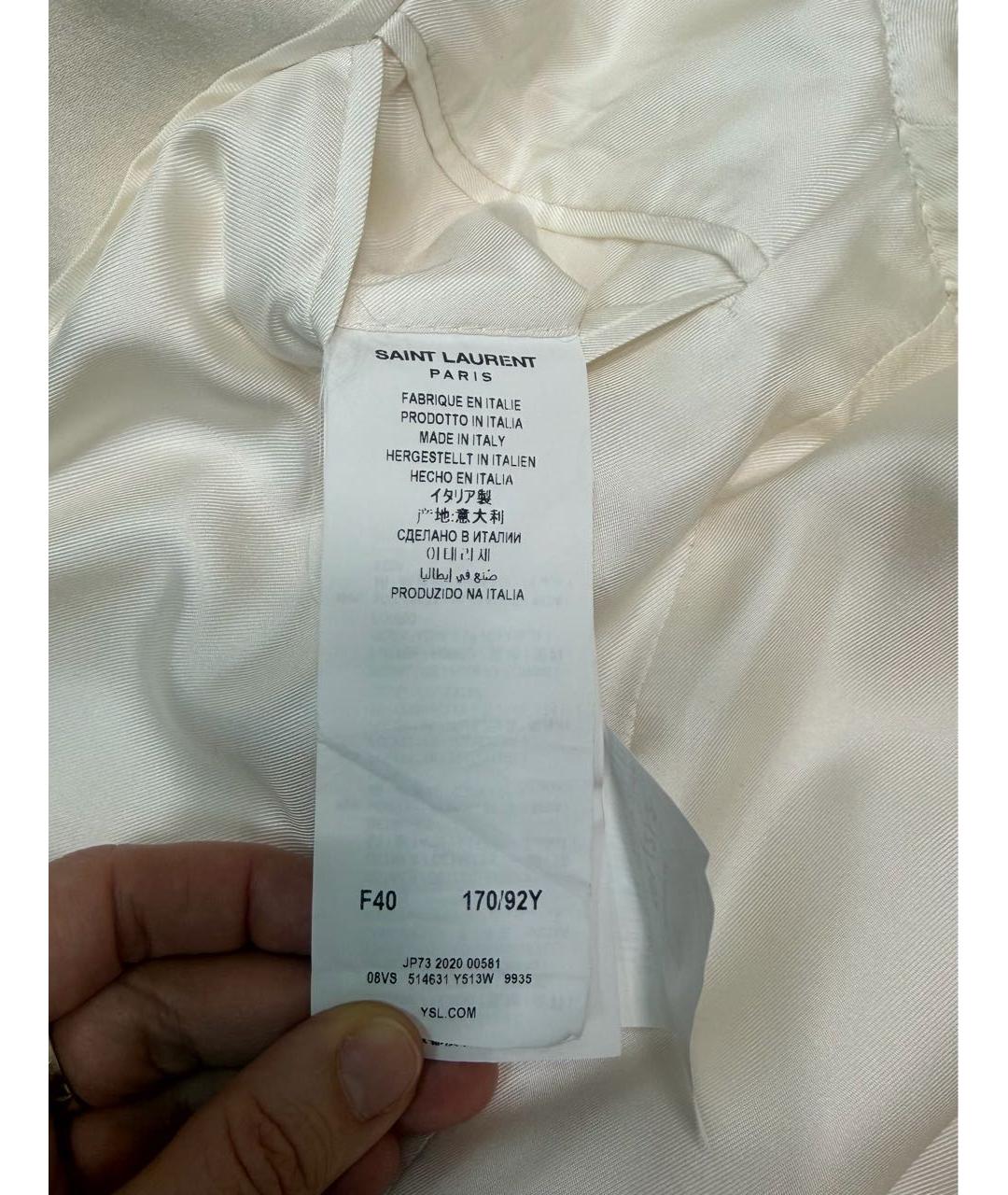 SAINT LAURENT Белый шерстяной костюм с брюками, фото 5