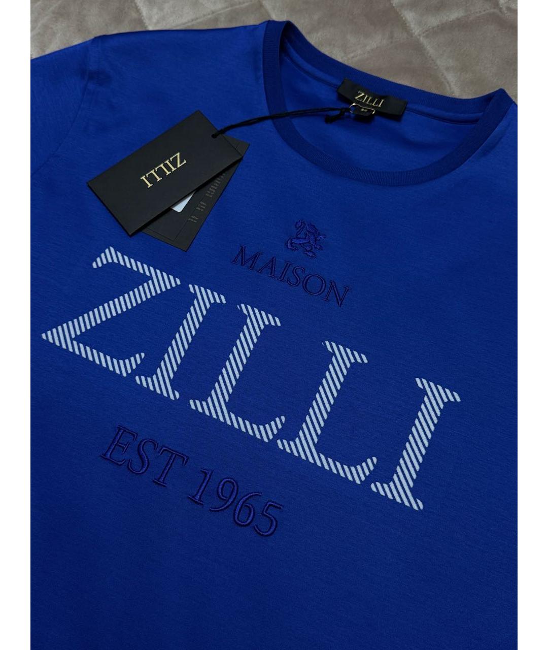 ZILLI Синяя хлопковая футболка, фото 7