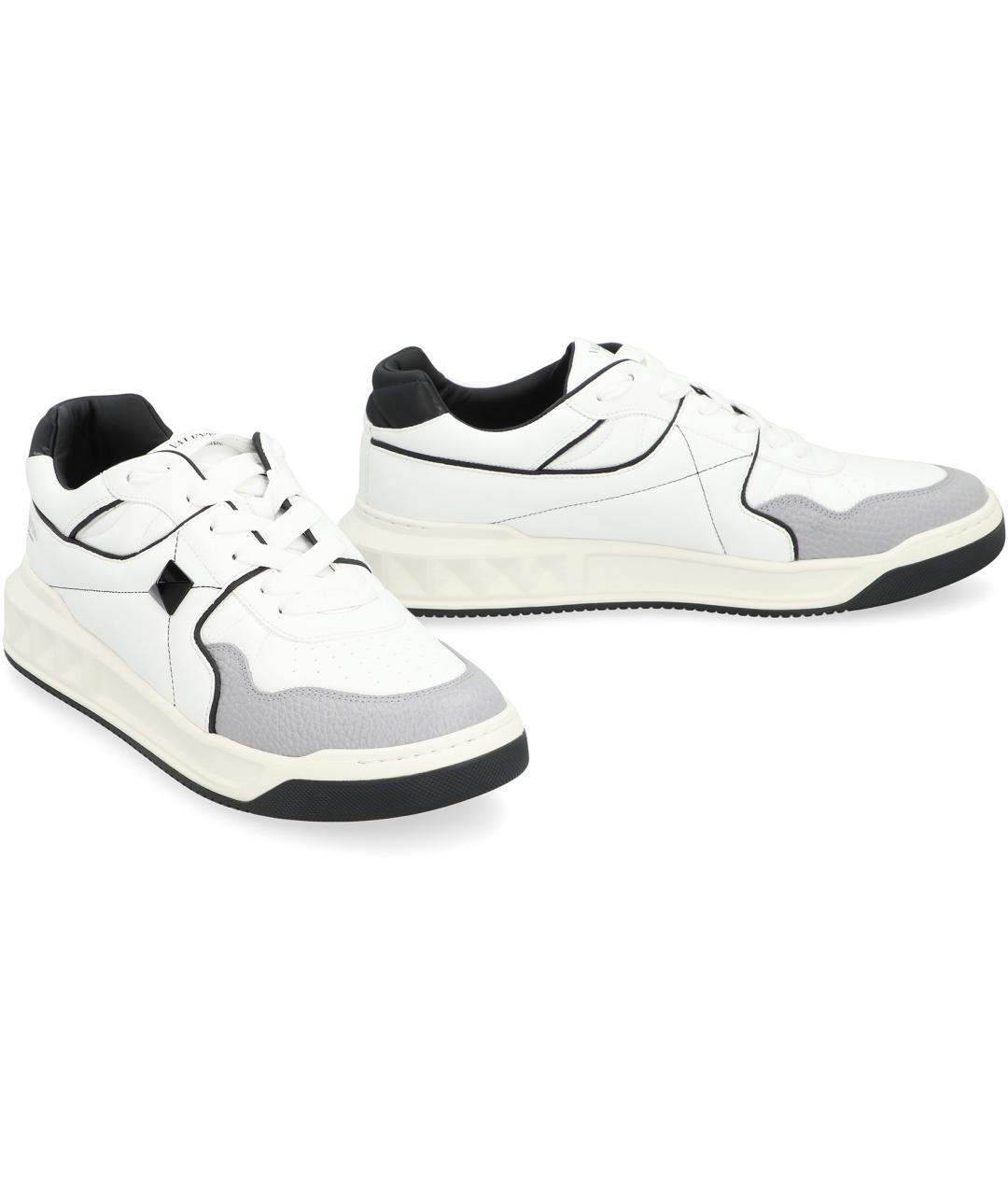 VALENTINO Белые кожаные низкие кроссовки / кеды, фото 3