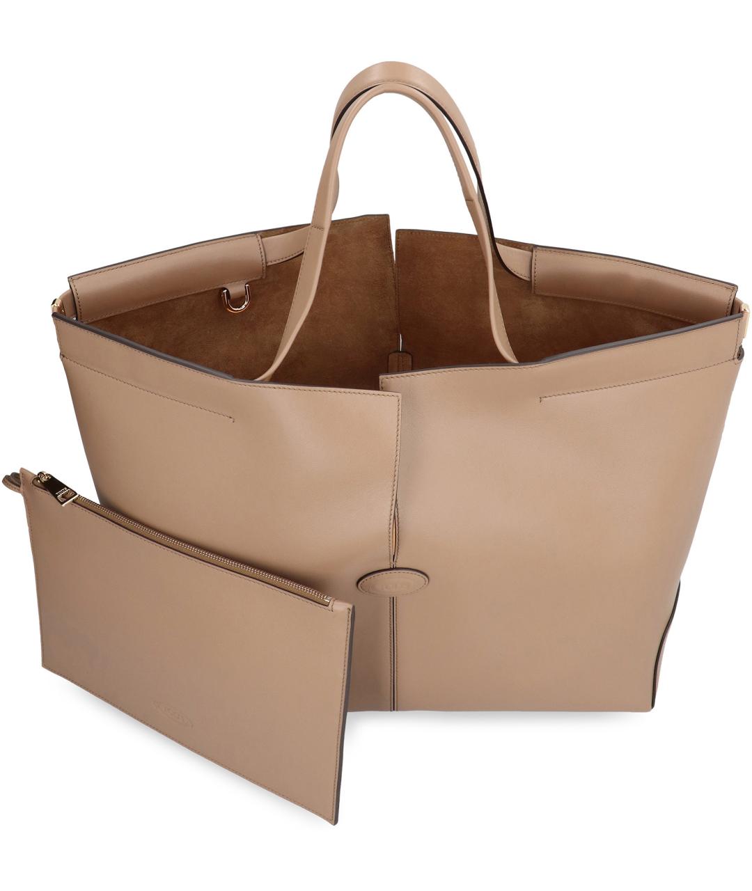 TOD'S Коричневая кожаная сумка тоут, фото 4