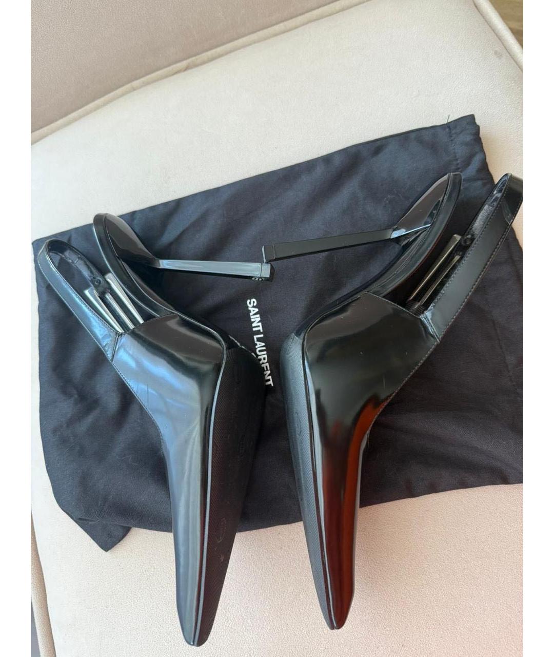 SAINT LAURENT Черные кожаные слипоны, фото 7