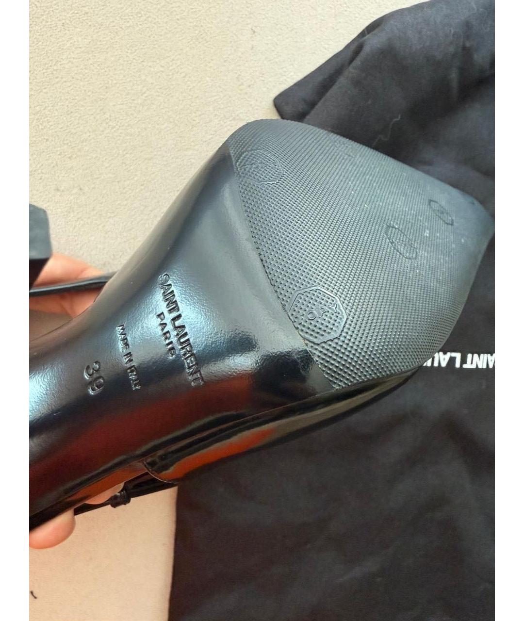 SAINT LAURENT Черные кожаные слипоны, фото 4