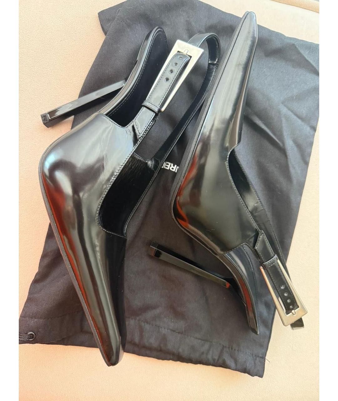 SAINT LAURENT Черные кожаные слипоны, фото 3