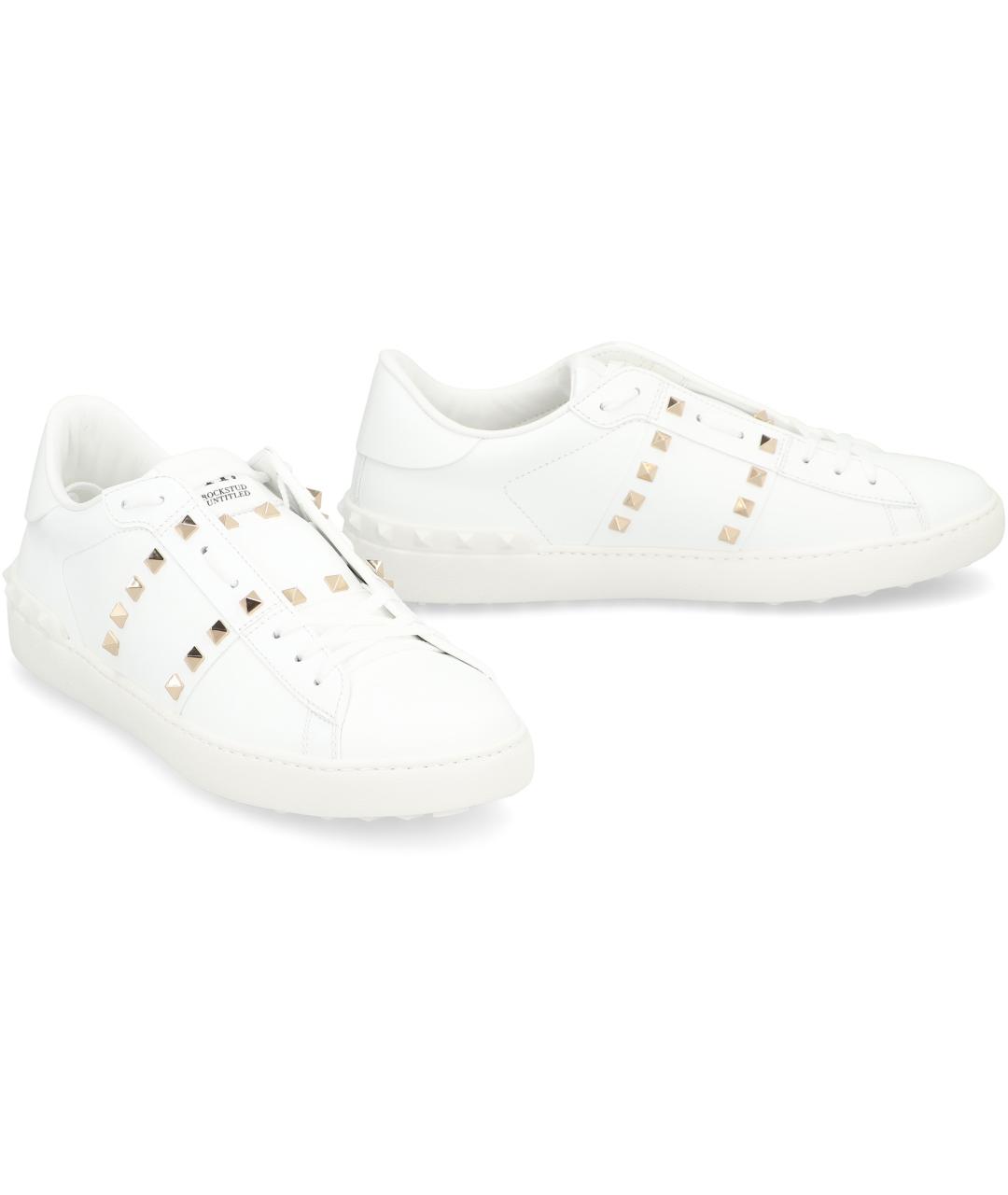 VALENTINO Белые кожаные низкие кроссовки / кеды, фото 3