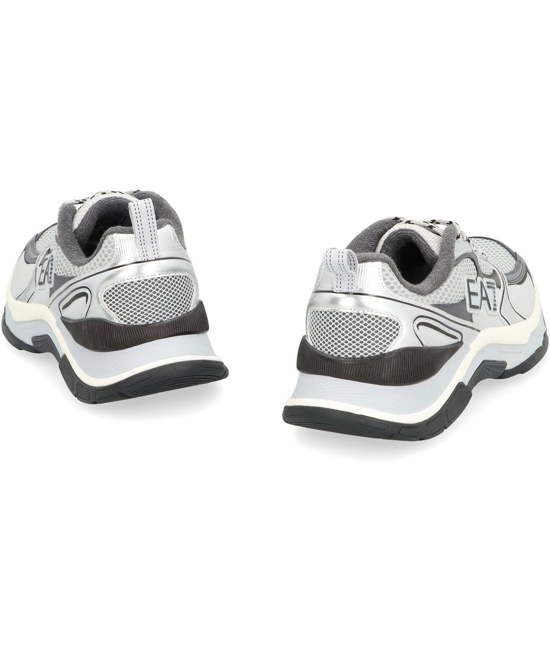 EA7 Серые текстильные низкие кроссовки / кеды, фото 4