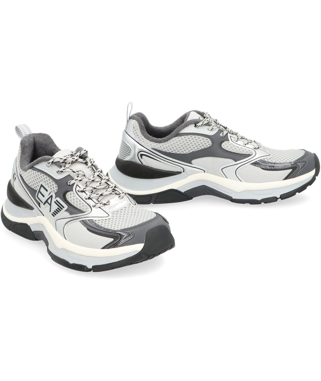 EA7 Серые текстильные низкие кроссовки / кеды, фото 3