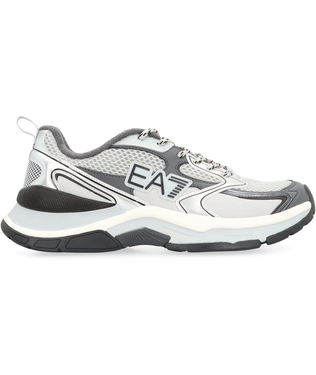 EA7 Серые текстильные низкие кроссовки / кеды, фото 2