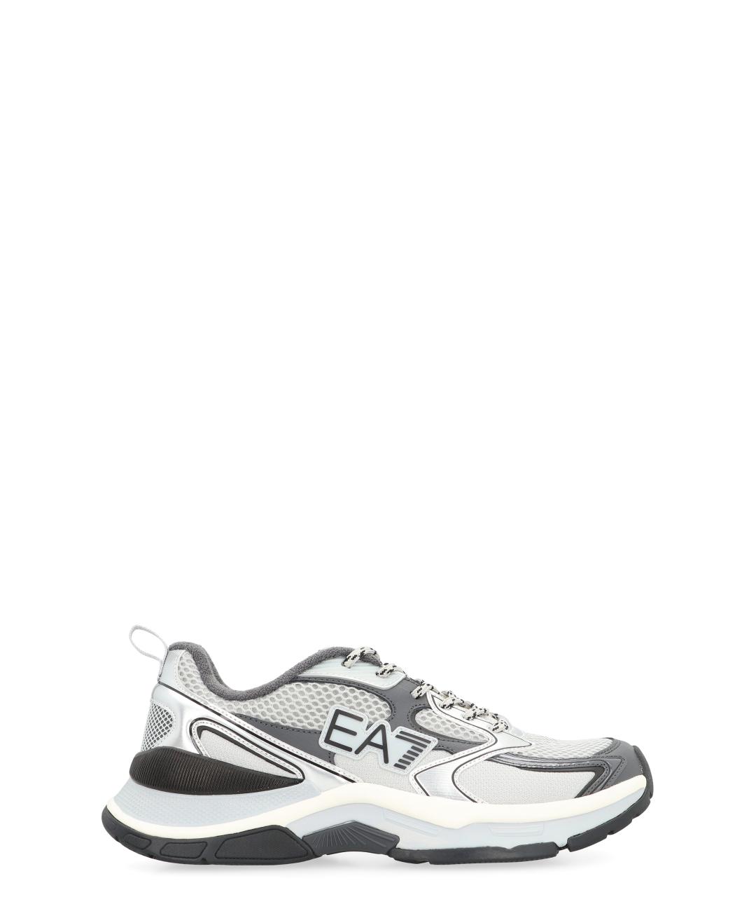 EA7 Серые текстильные низкие кроссовки / кеды, фото 1