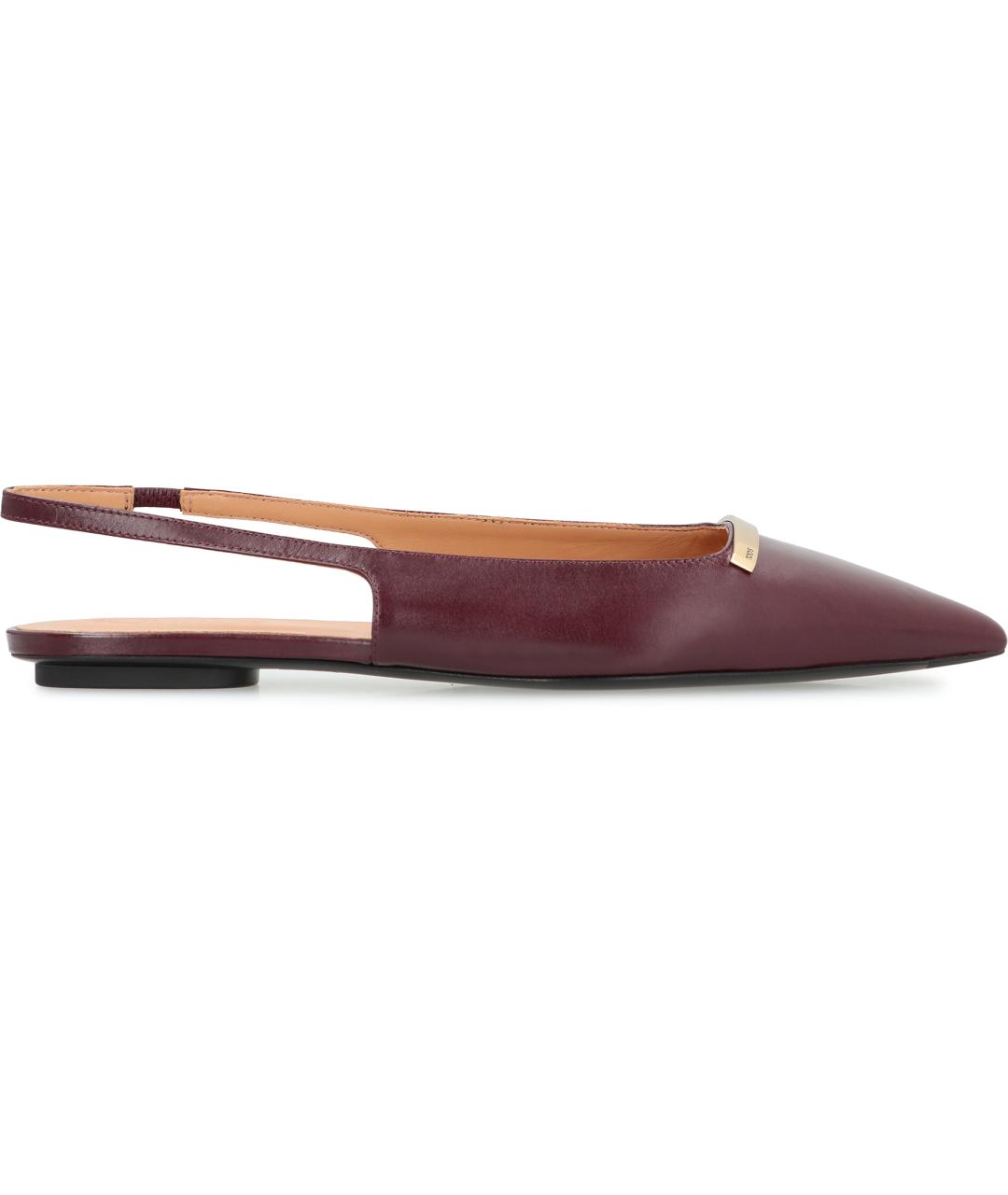 TOD'S Бордовые кожаные балетки, фото 2
