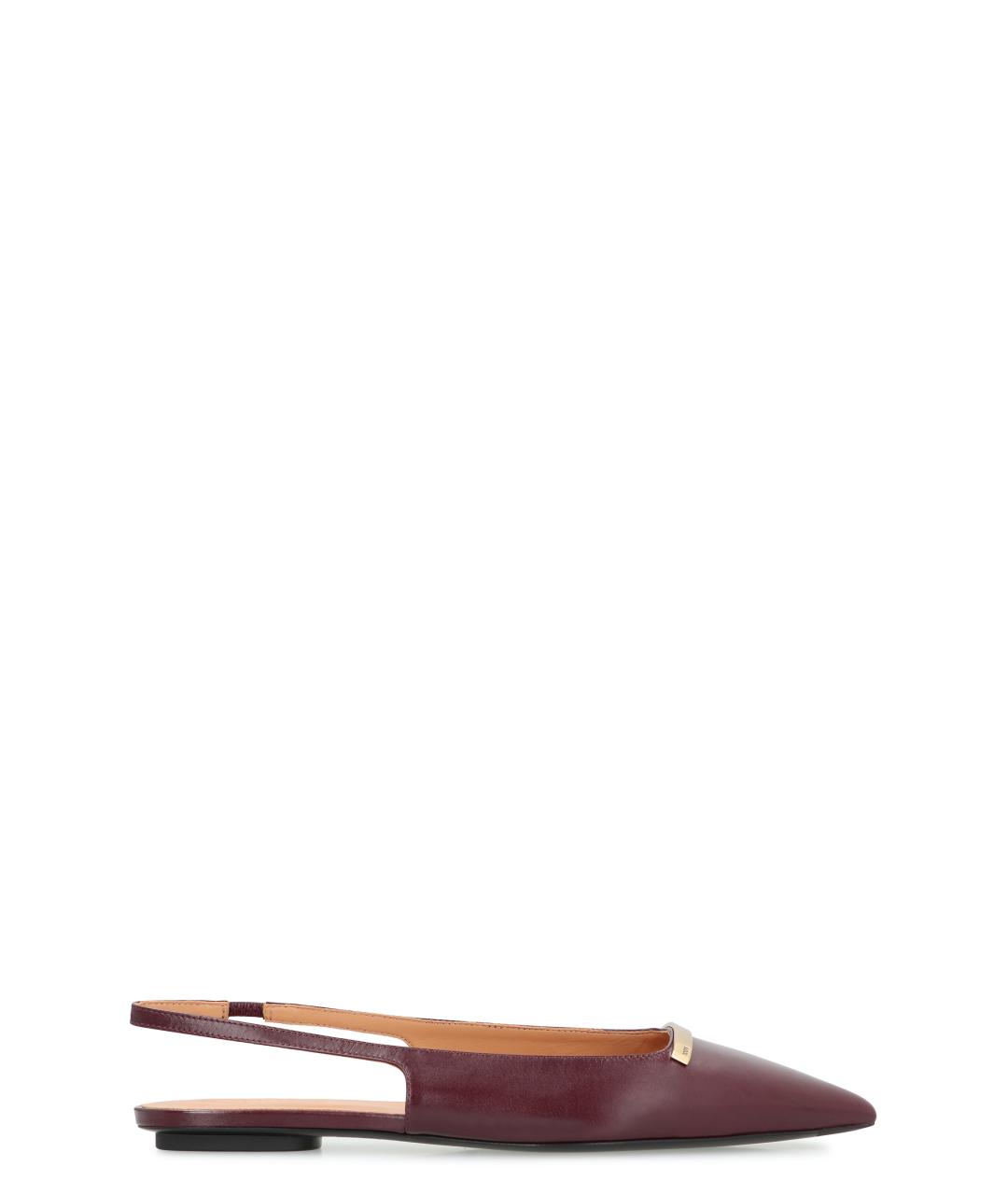 TOD'S Бордовые кожаные балетки, фото 1