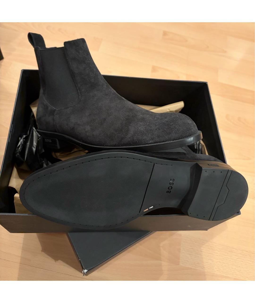 HUGO BOSS Черные замшевые высокие ботинки, фото 7